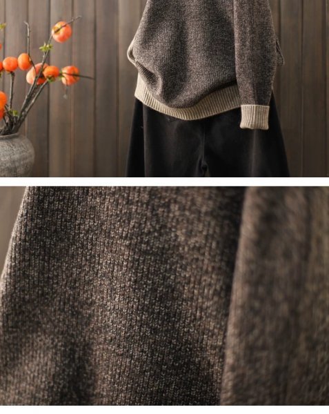 sn チュニック セーター ニット 暖かい もこもこ ゆったり オシャレ ゆったり フリーサイズ 二色組合わせ2_画像5