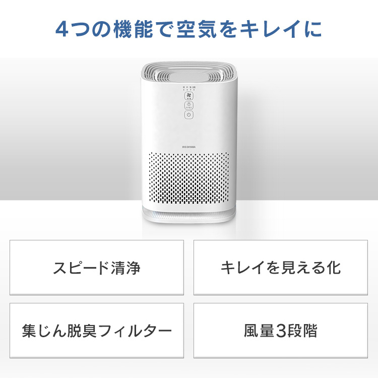 空気清浄機 小型 アイリスオーヤマ 9畳 ウイルス対策 花粉対策 コンパクト 静音 卓上 PM2.5対応 ペット ハウスダスト 集塵 脱臭 におい_画像3