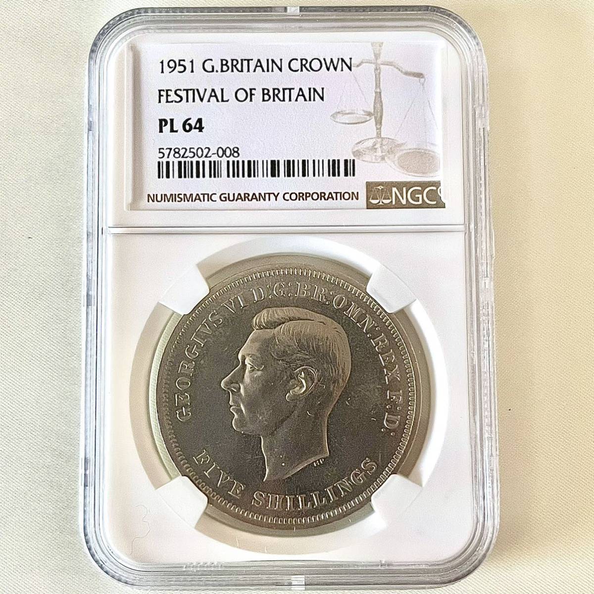 1円スタート！1951 イギリス ジョージ6世 Crown NGC PL64 プルーフライク未使用 世界コイン 古銭 貨幣 硬貨_画像2