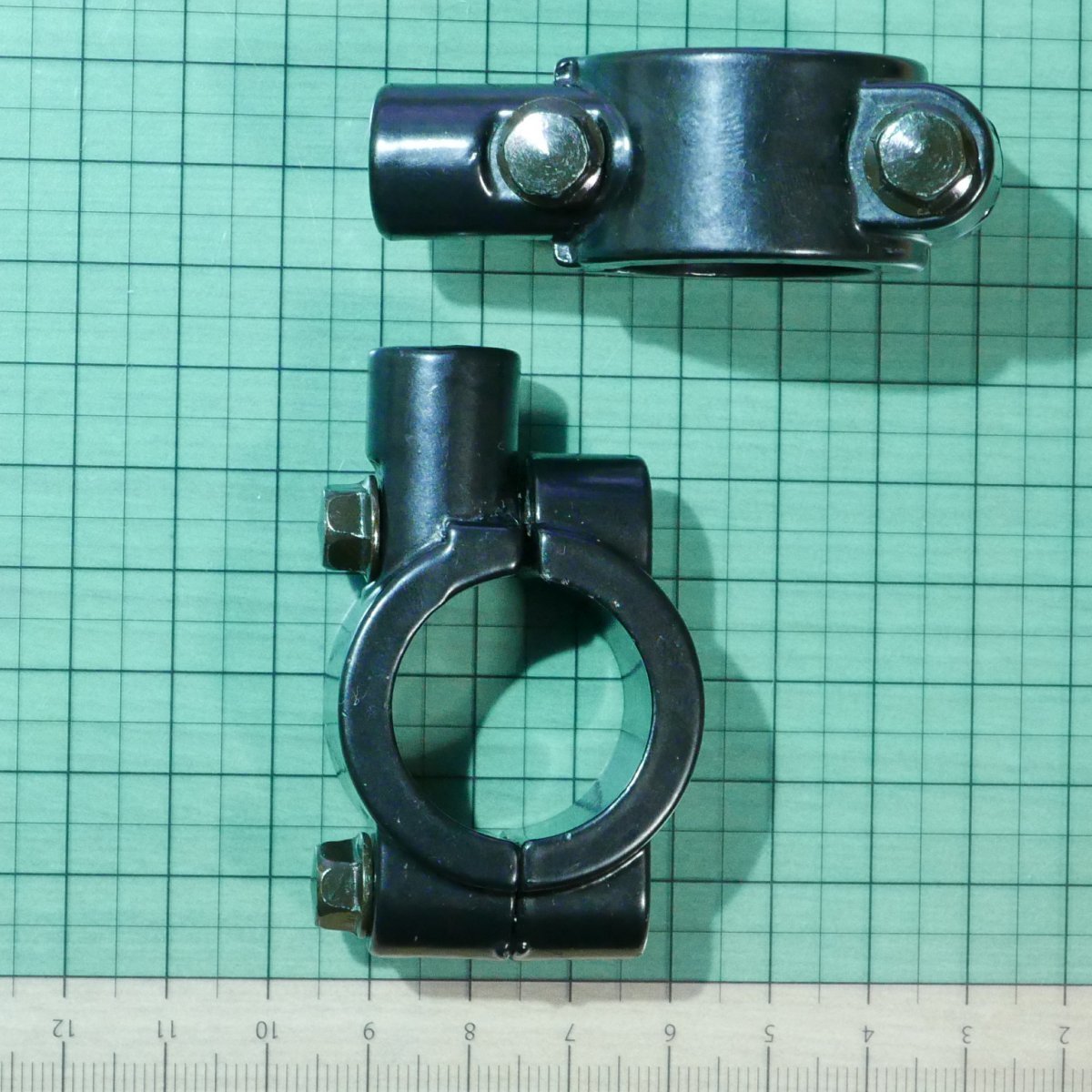 1インチ(25mm)ハンドル用 M10正ネジ対応 黒 アルミ製ミラークランプ 2個セット (ブラック ミラーホルダーマウント)_画像3