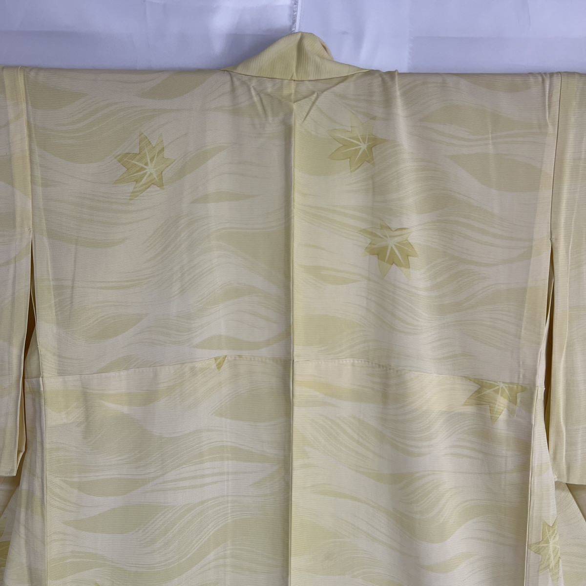 【wellriver】 絽 単衣 着物 楓 黄色 正絹 着物 和服 和装 リメイク #B151！の画像5