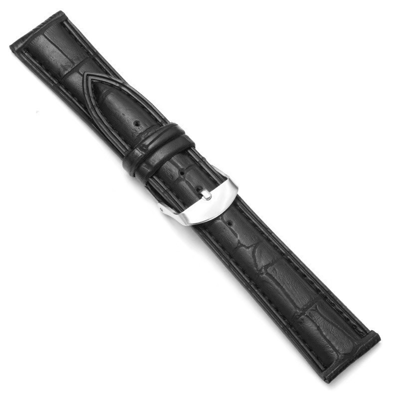 【2本セット】時計ベルト 腕時計ベルト バネ棒付き 22mm シンプルバックル レザーバンド 革ベルト 交換用ベルト ブラック ベルト 腕時計_画像2