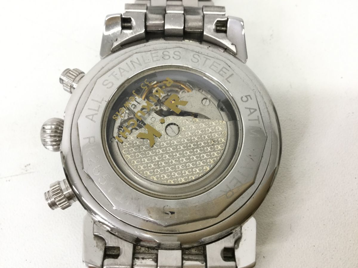 ●代TR015-60-M　R・KIKUCHI リョーコキクチ 5ATM 腕時計 自動巻き 35石 裏スケ メンズ　_画像6