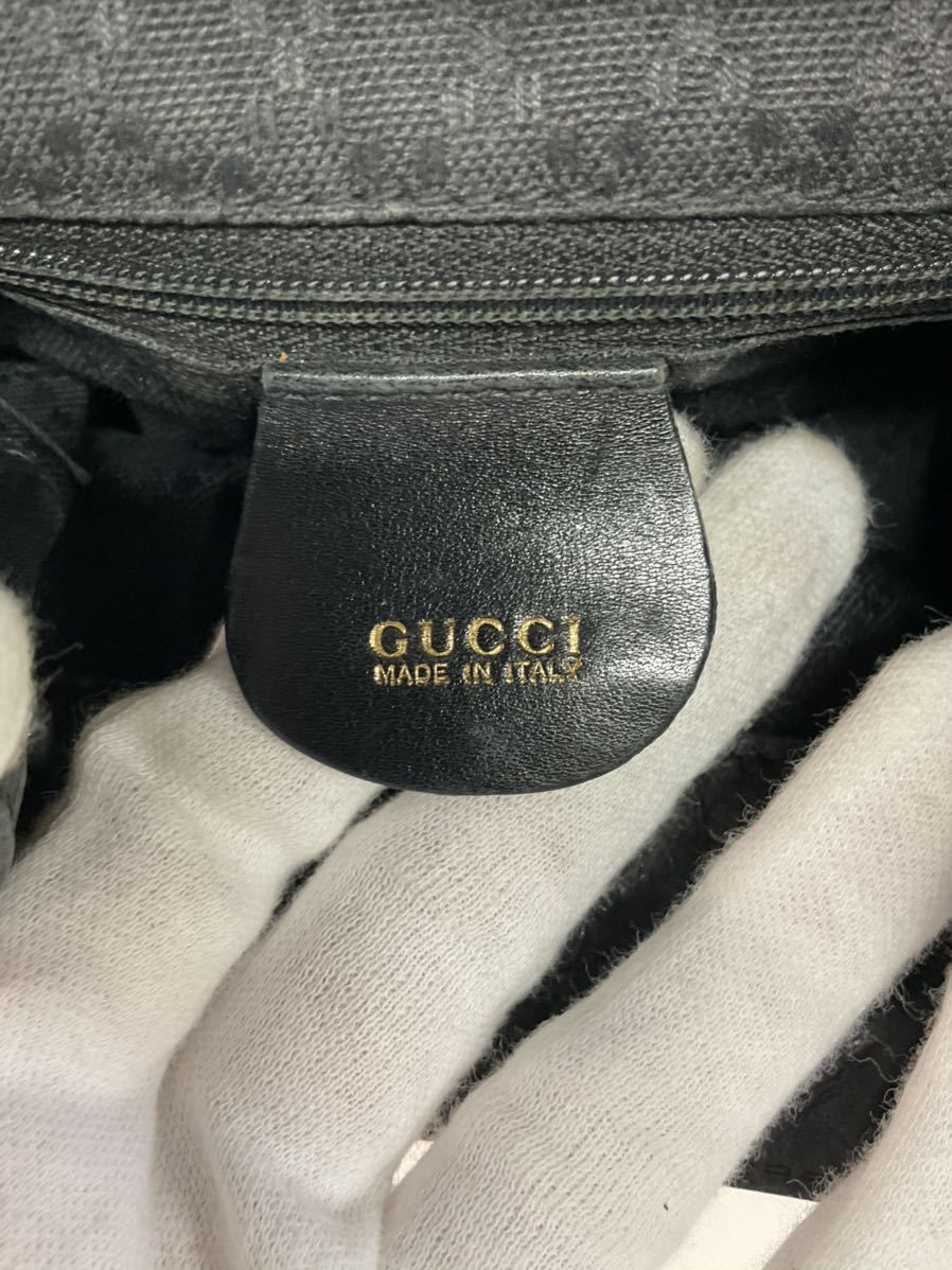 D443-80◆ GUCCI グッチ バンブー ブラック レザー 巾着 ヴィンテージ ミニリュック 003・1705・0030_画像7