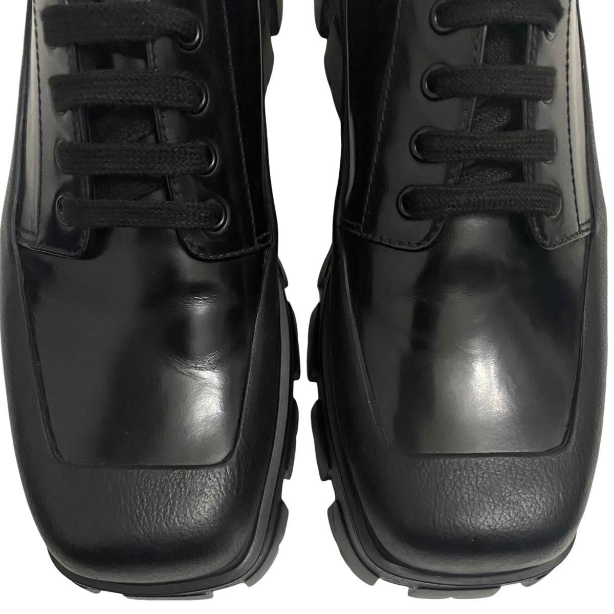 PRADA プラダ MONOLITH モノリス スクエアトゥ ダービー レザー PRADA プラダ MONOLITH モノリス スクエアトゥ ダービー レザー
