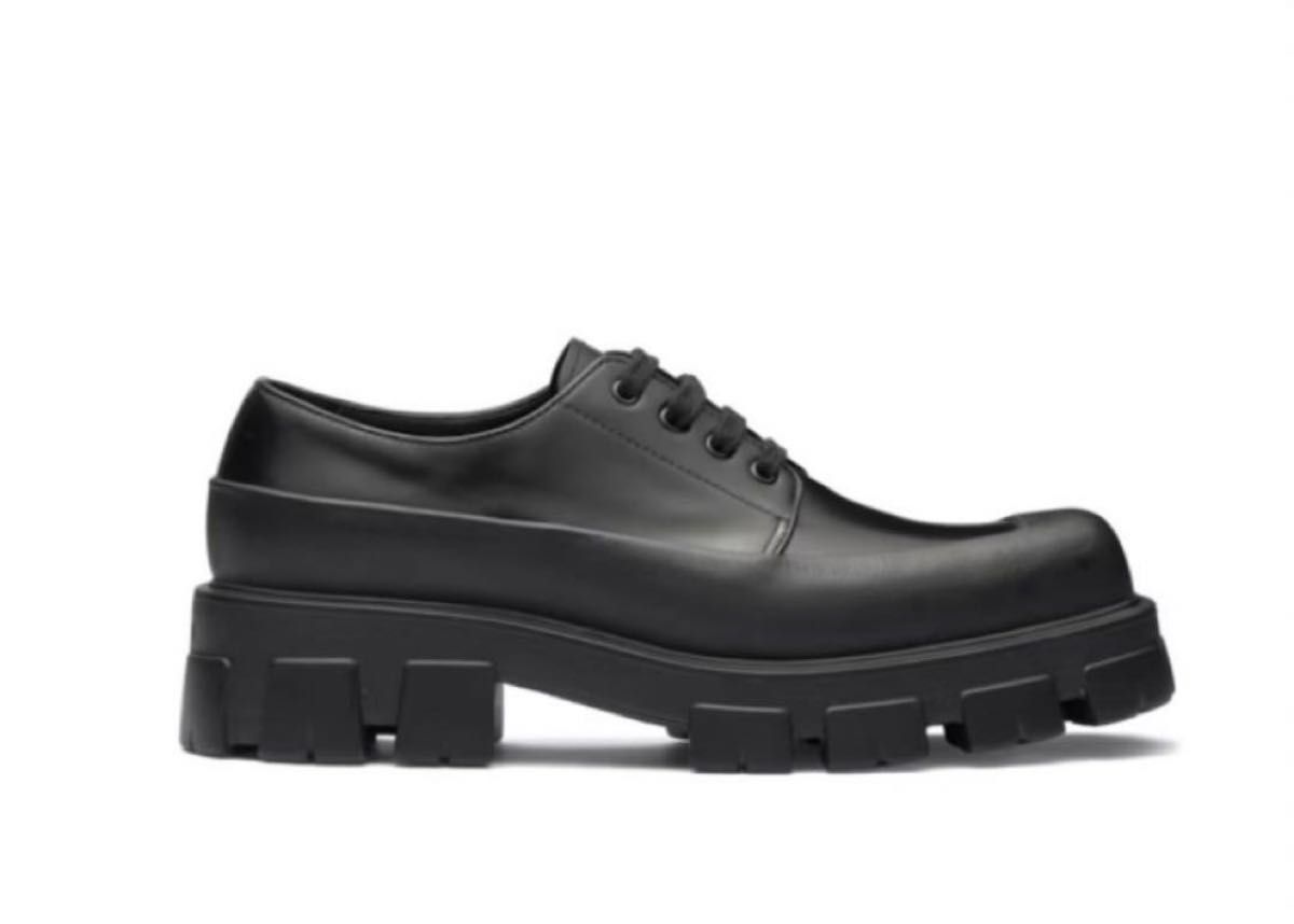 PRADA プラダ MONOLITH モノリス スクエアトゥ ダービー レザー PRADA プラダ MONOLITH モノリス スクエアトゥ ダービー レザー