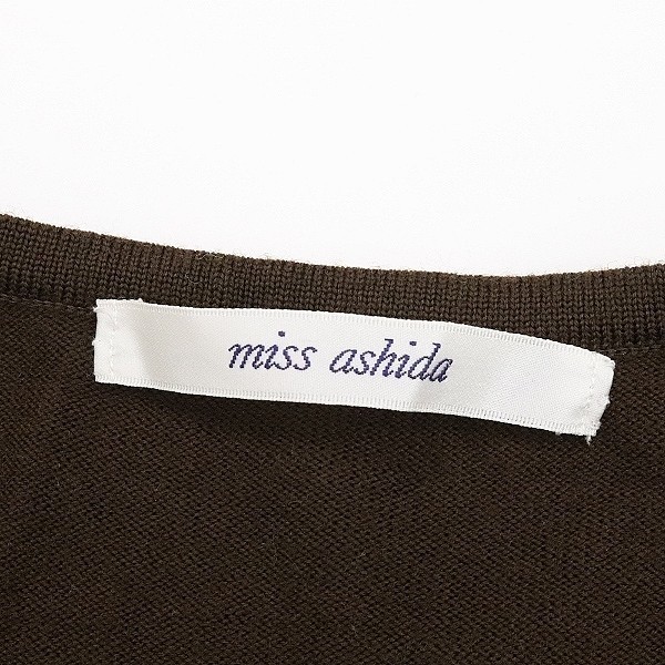 ◆miss ashida ミスアシダ アーガイルチェック柄 ニット カーディガン＆半袖セーター＆スカート アンサンブル セットアップ ブラウン M_画像6