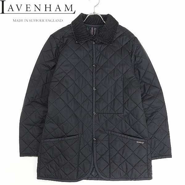 ◆LAVENHAM ラベンハム 中綿 キルティング ジャケット コート 黒 ブラック 38