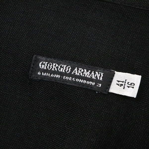 ◆GIORGIO ARMANI ジョルジオ アルマーニ リネン ホリゾンタルカラー 長袖 シャツ 黒 ブラック 41/16の画像5