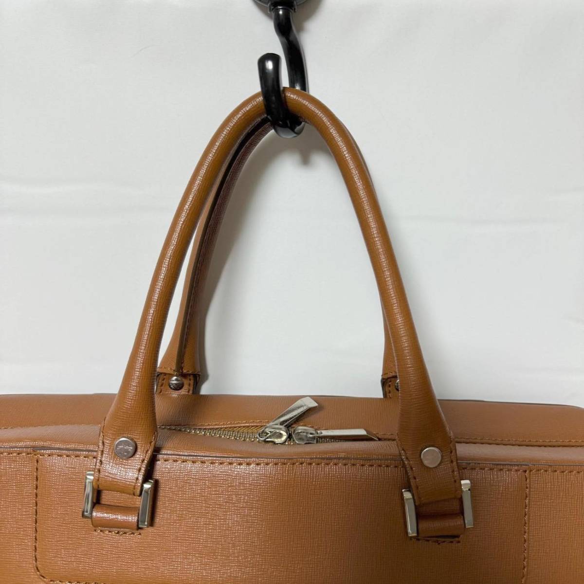 BARNEYS NEWYORK バーニーズニューヨーク レザービジネスバッグ ブリーフケース Zip-Around Briefcase メンズ 男性用 バッグ かばん 鞄 茶_画像8