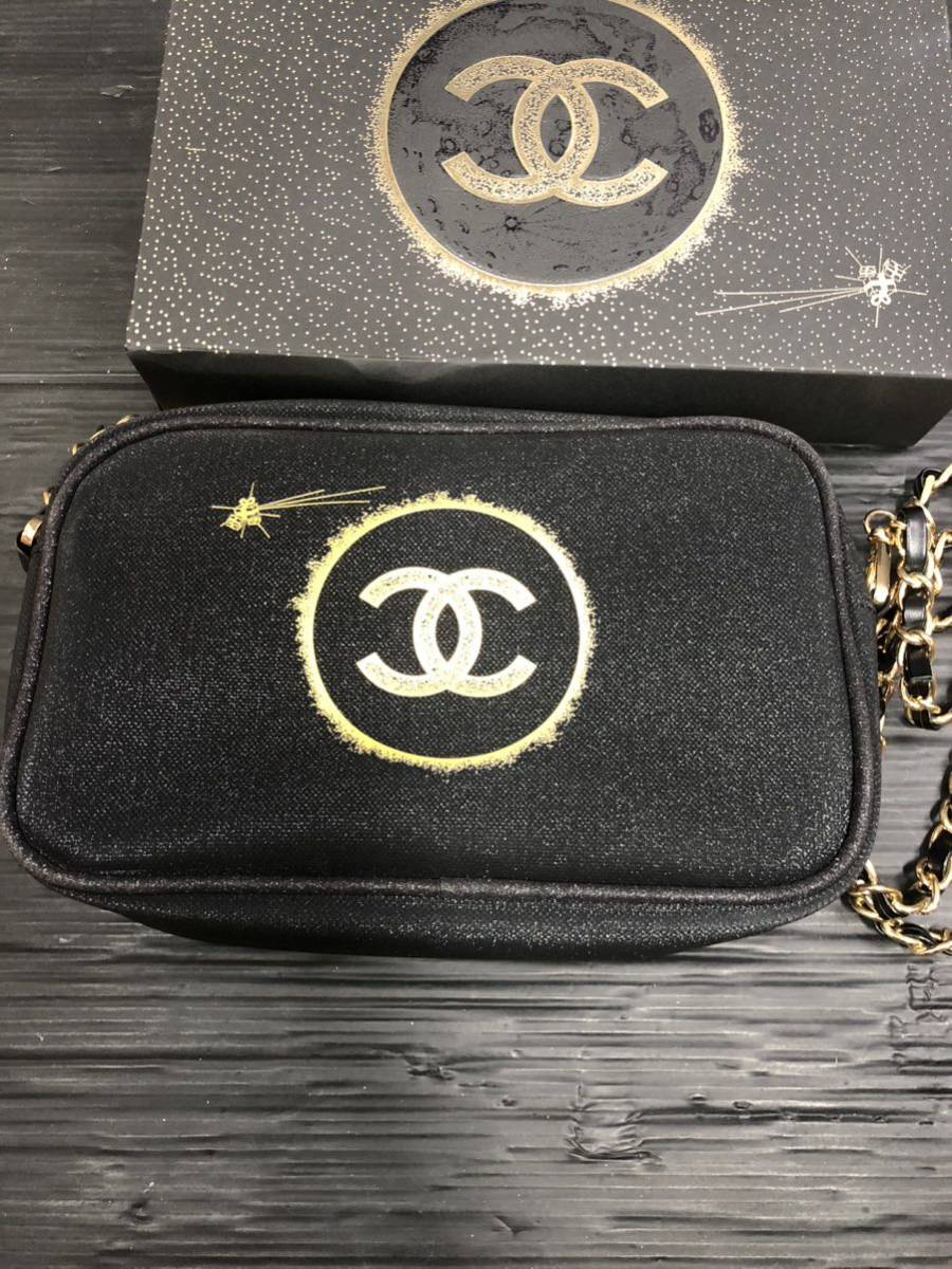 森　CHANEL シャネル ショルダーバッグ ココマーク ポーチ チェーン ブラック ラメ _画像2