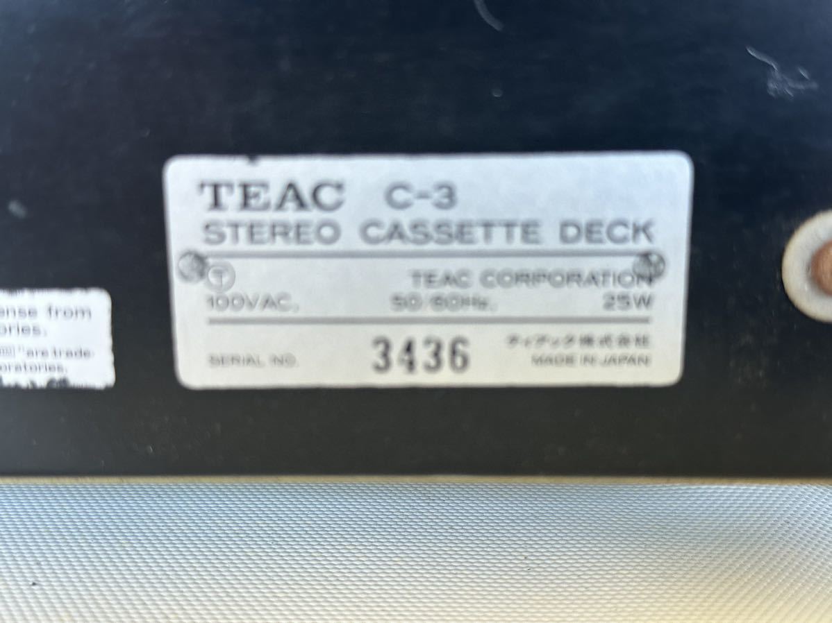 TEAC C-3 ステレオカセットデッキ　通電確認　ジャンク品_画像10