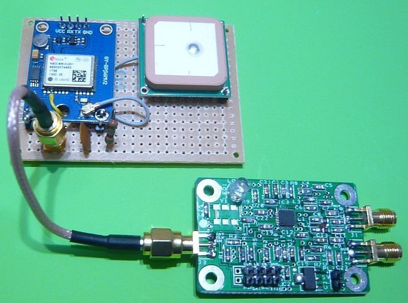 GPS287_ GPS 周波数基準 シンプル組み立てキット OCXO 校正等に便利_ADF4351（4350）モジュールの接続例です。