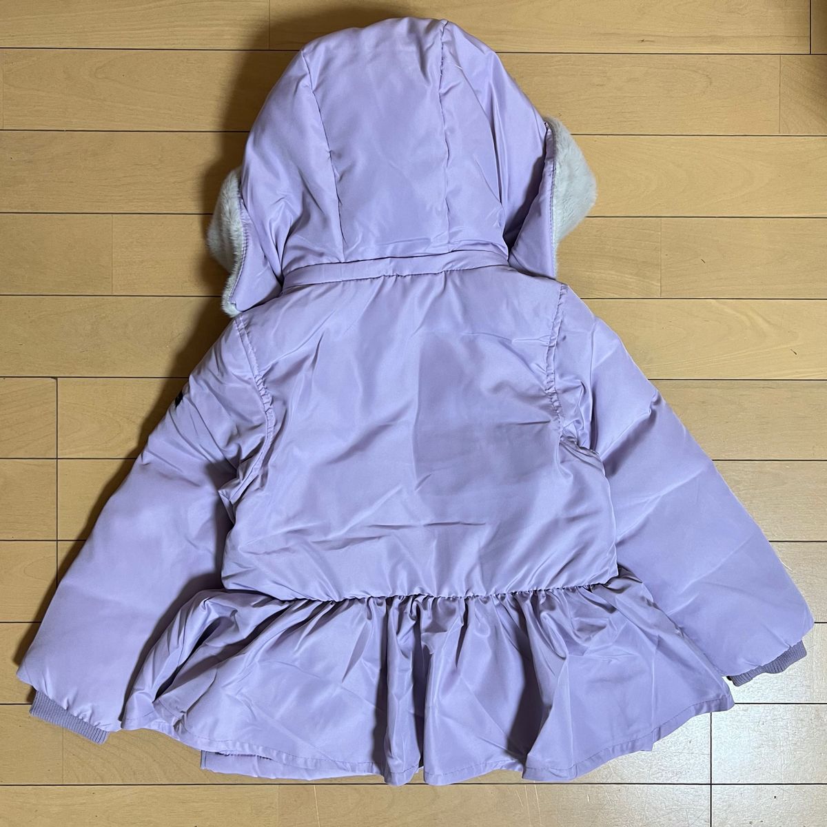 【新品】petitmainプティマインペプラムダウン入りジャケットラベンダー110cmダウンフェザーコートアウタージャンパー女の子