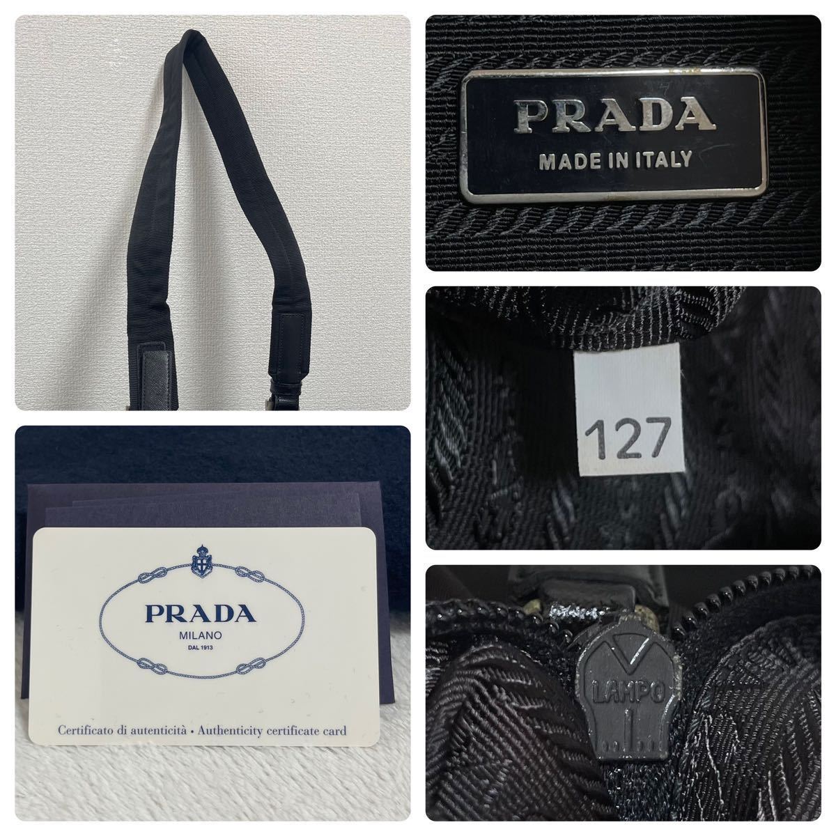 1円 ◎ PRADA プラダ ボストンバッグ テスート ナイロン サフィアーノレザー 三角ロゴプレート ショルダー付き V20 NERO ブラック 大容量_画像9