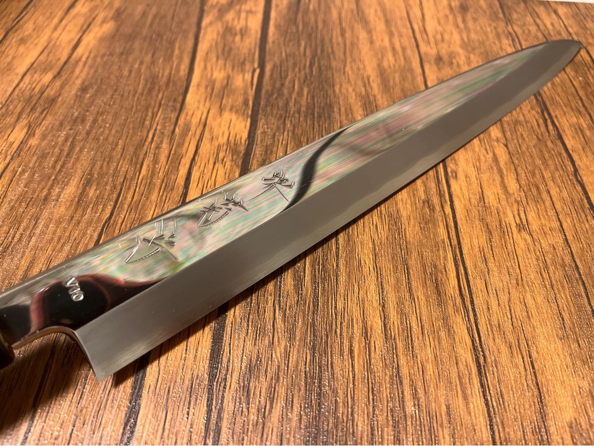 堺 菊守 V金10号 霞　鏡面仕上げ 柳刃包丁 尺　300mm 朴柄　VG10 和包丁　 刺身包丁　包丁　ステンレス　釣り　