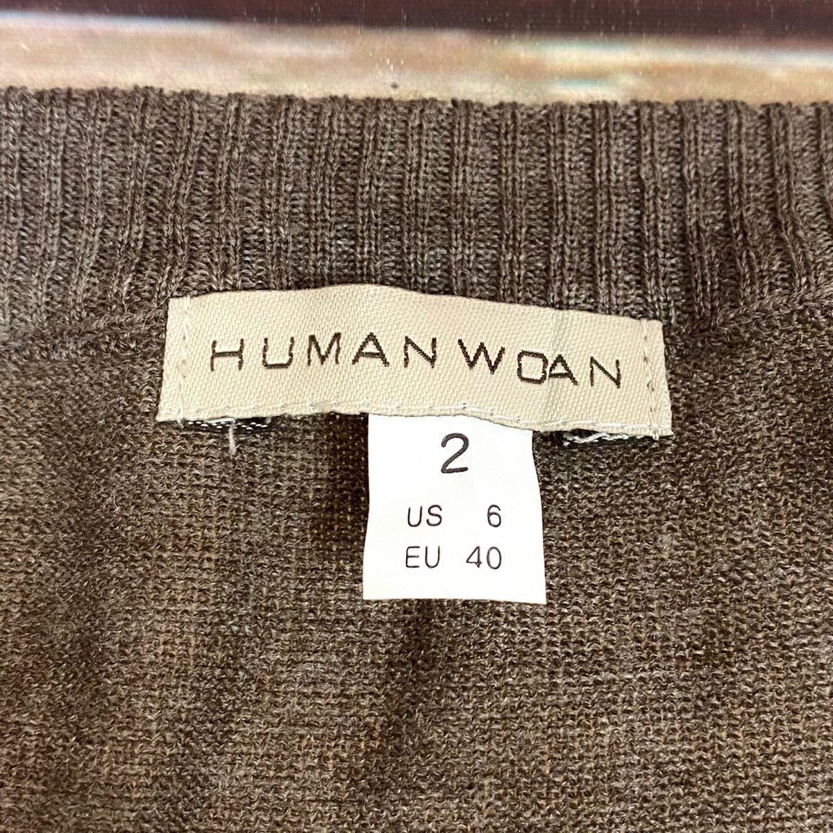 ヒューマンウーマン　HUMAN WOMAN　レディース　トップス　薄手ニット　七分袖　ブラウン_画像6