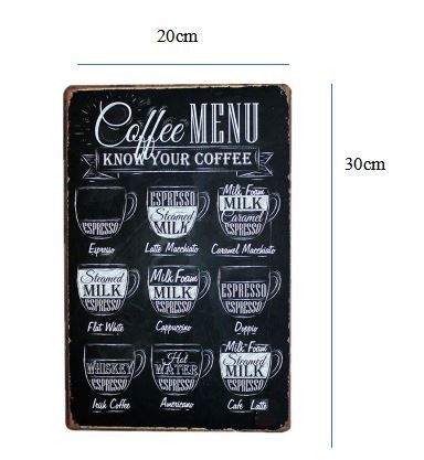 K51b 新品●ブリキ看板 コーヒー メニュー Coffee Menu カフェ 喫茶店 cafe インテリアに アンティーク レトロ_画像2