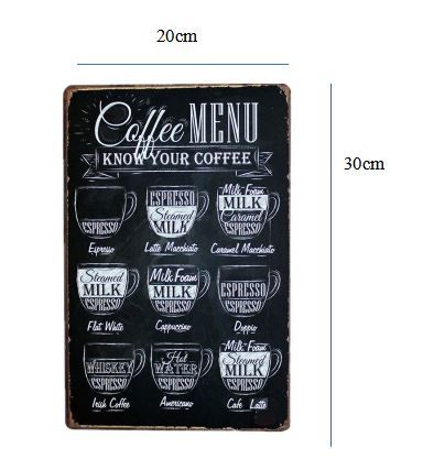 K51b 新品●ブリキ看板 コーヒー メニュー Coffee Menu カフェ 喫茶店 cafe インテリアに！ アンティーク レトロ_画像2