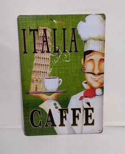 K179 新品●ブリキ看板 コーヒー Coffee イタリア Italia ピサの斜塔 喫茶店 カフェ cafe インテリアに エスプレッソ アンティーク_画像3
