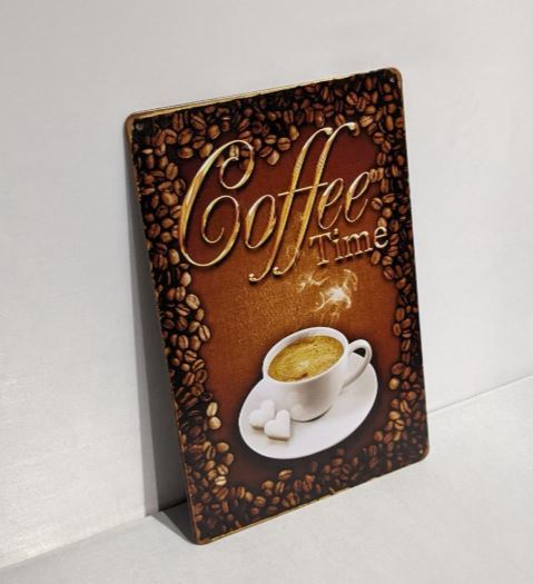 K323 新品◆ブリキ看板 コーヒー coffee time カフェ 喫茶店 cafe インテリアに レトロ アンティーク_画像4