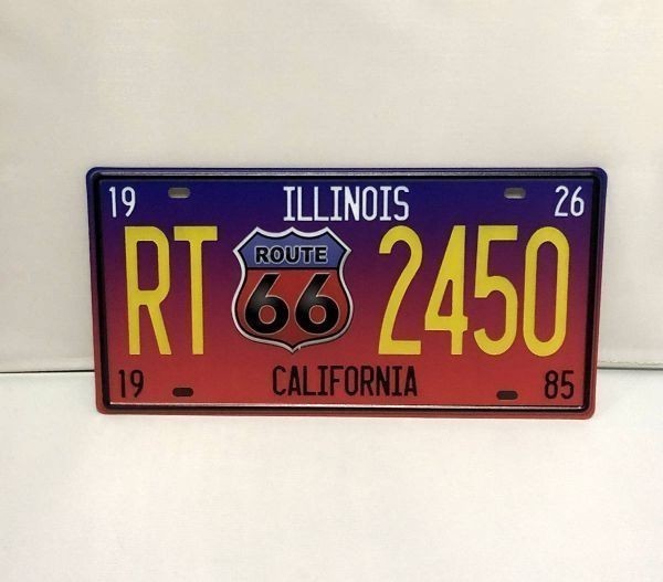 K107 新品●ROUTE66 パープル ブリキ看板 アメリカ雑貨 ナンバープレート型 かっこいい パープル インテリアに！ ビンテージ レトロ_画像3