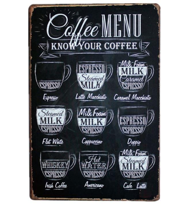 K51b 新品●ブリキ看板 コーヒー メニュー Coffee Menu カフェ 喫茶店 cafe インテリアに アンティーク レトロ_画像1