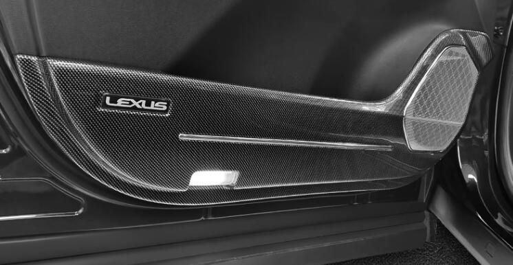 激安価 新型 ５代目レクサスRX350H 450H+ RX500H専用 フロント リア ドア キック マット 保護カバー4ｐセット　カーボン調_画像2
