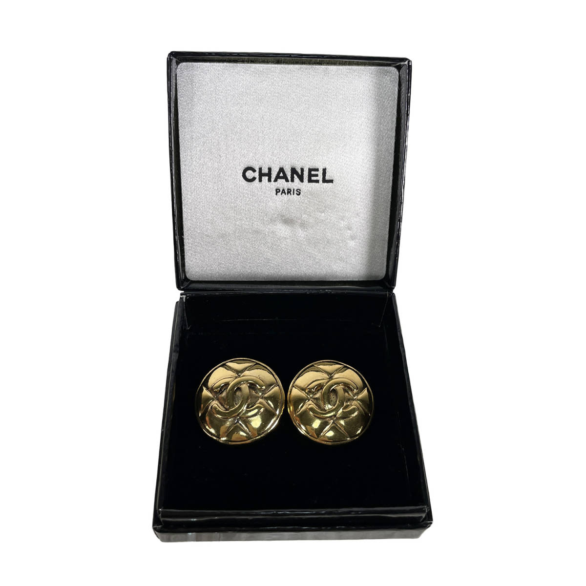 ヴィンテージ シャネル Chanel イヤリング アクセサリー マトラッセ ココマーク 箱付き ゴールド PI0001_画像2