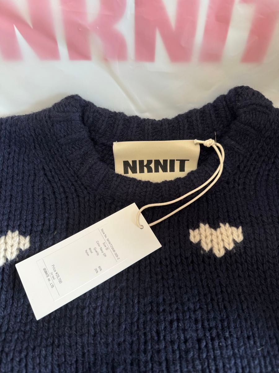 NKNITハートパターンニット 伊勢丹限定 ネイビー サイズ 2 NKNITハートパターンニット 伊勢丹限定 ネイビー サイズ 2