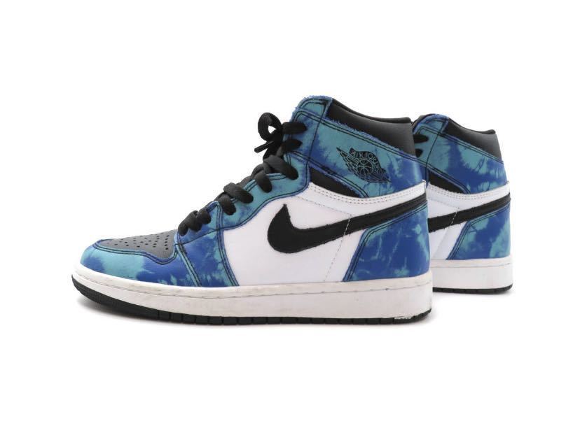 美品 NIKE ナイキ AIR JORDAN 1 RETRO HIGH TIE DYE エアジョーダン スニーカー ハイカット バスケット シューズ 靴 23.5cm 青×紺×白_画像6