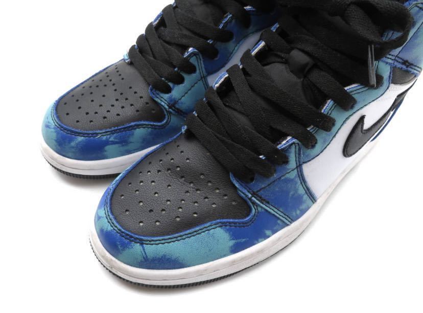 美品 NIKE ナイキ AIR JORDAN 1 RETRO HIGH TIE DYE エアジョーダン スニーカー ハイカット バスケット シューズ 靴 23.5cm 青×紺×白_画像3