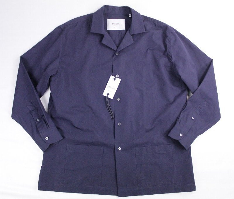 【BAGUTTA】バグッタ ビッグシルエットのオーバーシャツジャケット「GIANNI」 ネイビー無地 M 新品未使用 4万円程度_画像1