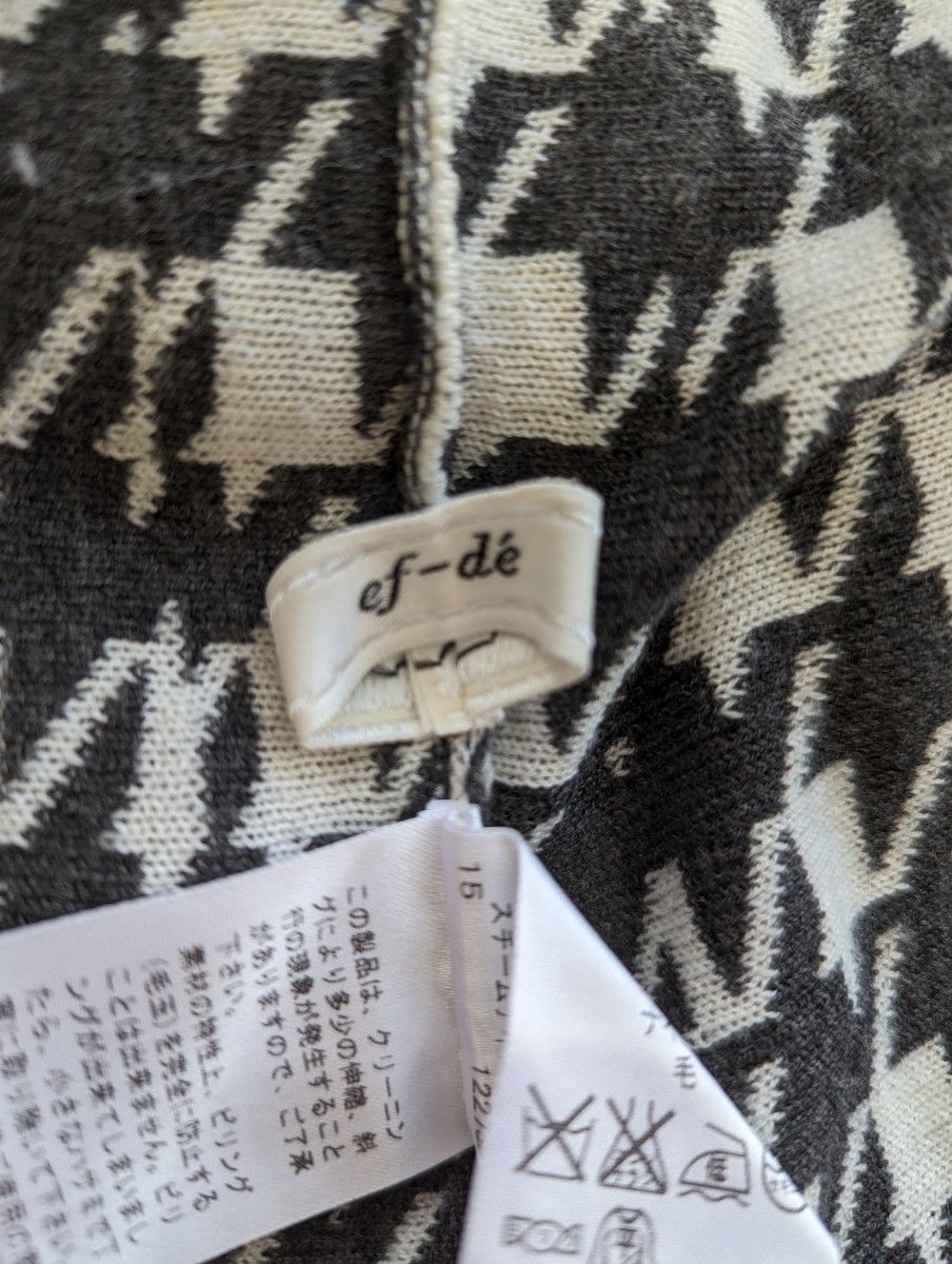 【美品】ef-de　エフデ　ニットワンピース　ハウンドトゥース柄　セーター　9(Мサイズ)　ダークグレー
