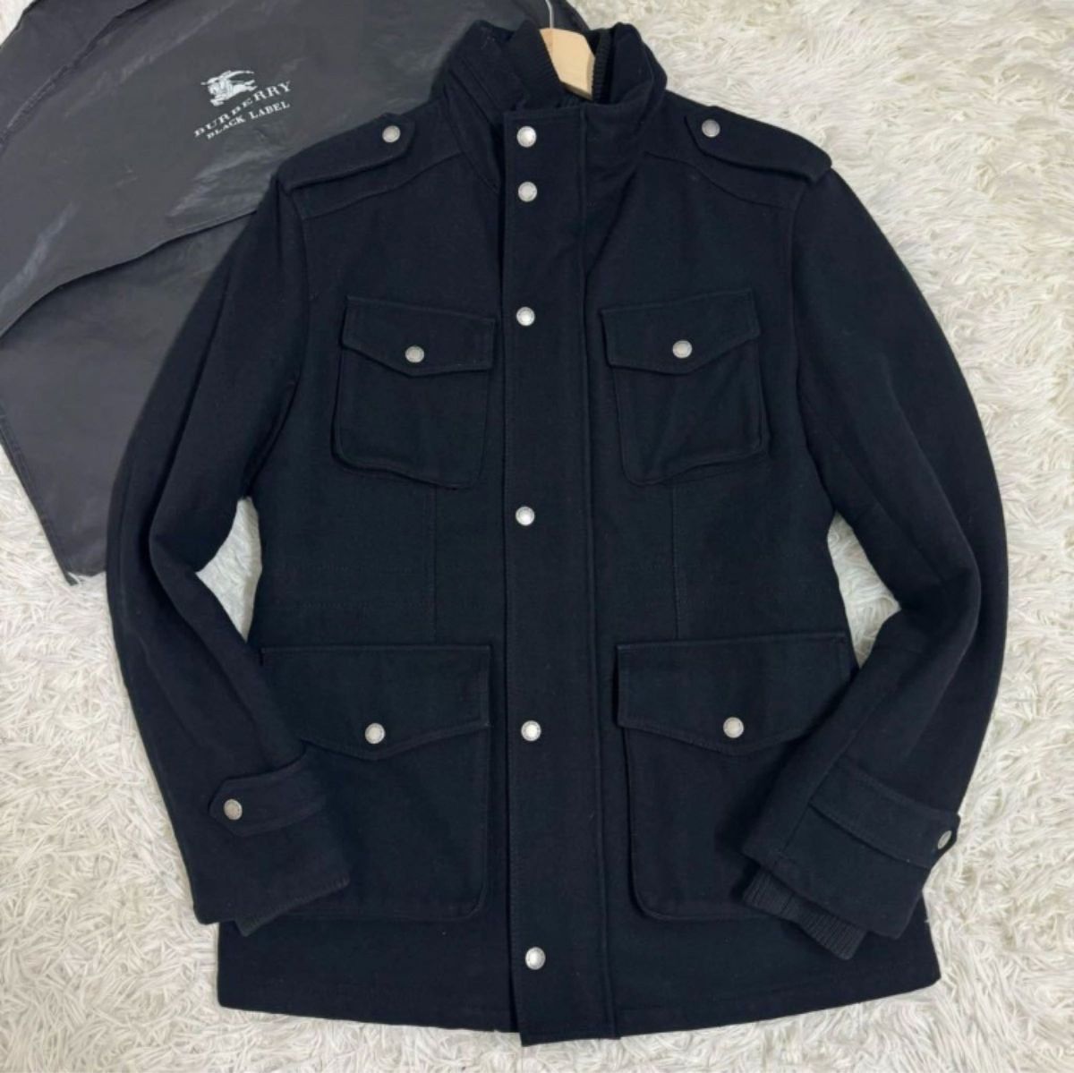 極美品/L!!BURBERRY BLACK LABEL バーバリーブラックレーベル ウール M-65 ミリタリージャケット 