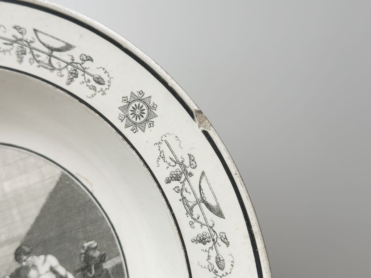 希少　フランス　アンティーク　皿　Creil et Montereau 　クレイユモントロー　/ 　 グリザイユの絵皿　　1800-1840s_画像7