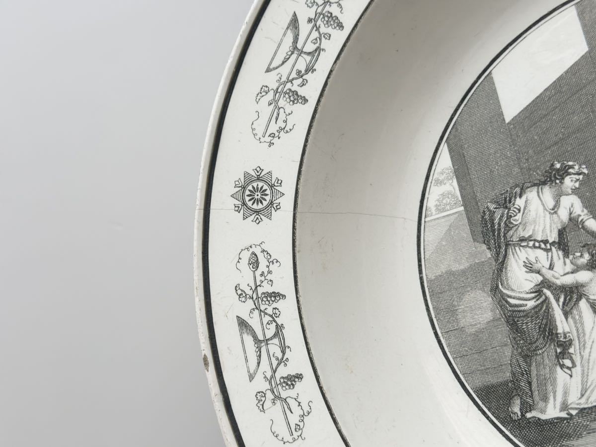 希少　フランス　アンティーク　皿　Creil et Montereau 　クレイユモントロー　/ 　 グリザイユの絵皿　　1800-1840s_画像6