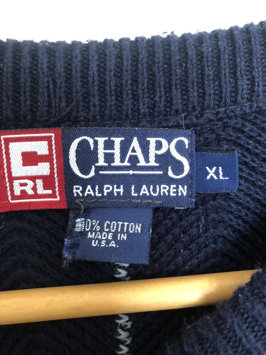 CHAPS RALPH LAUREN チャップス ラルフローレン 90年代 ニットセーター メンズXL 古着 90s ビンテージ ヴィンテージ_画像3