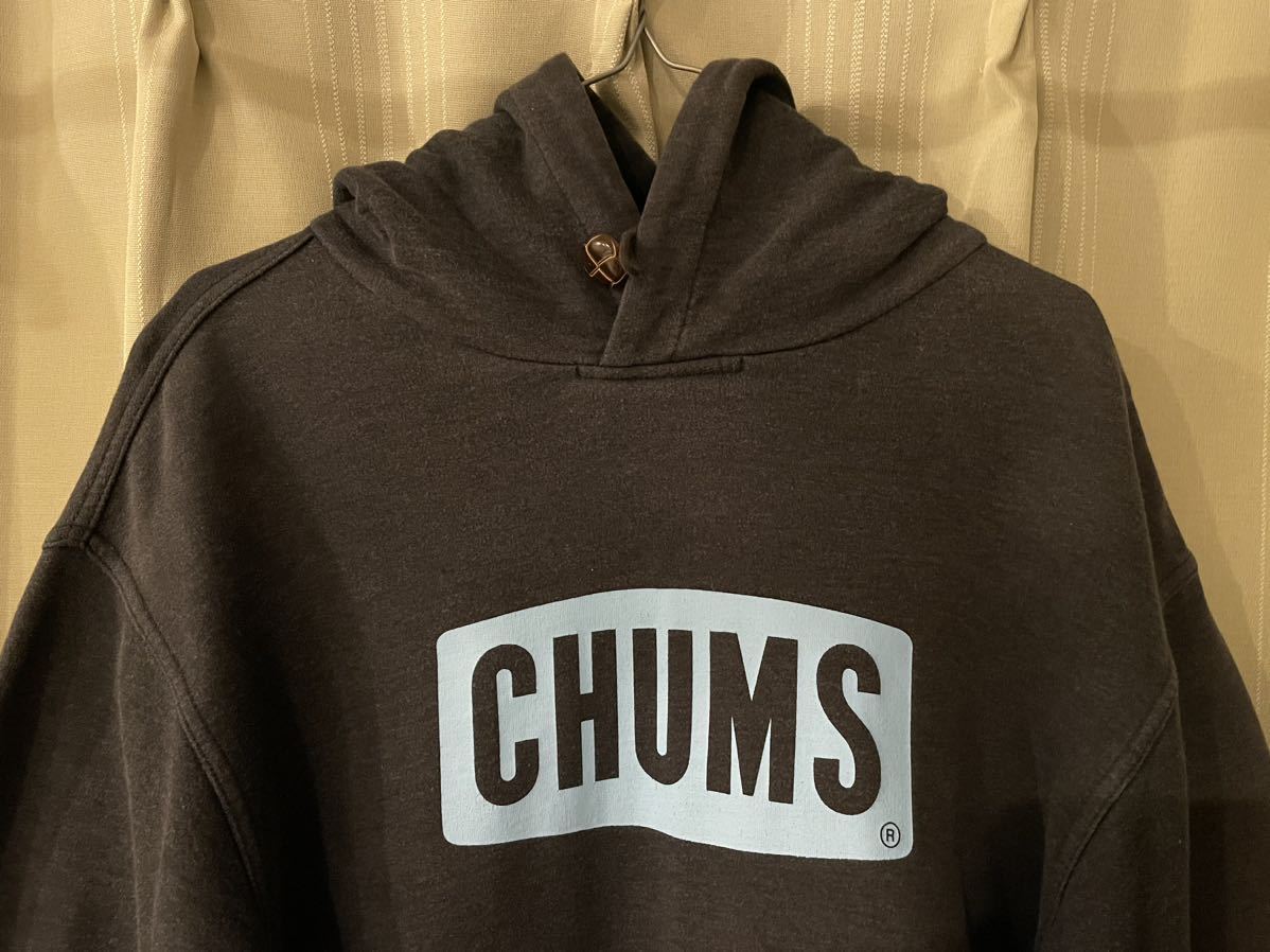 CHUMS チャムス スウェット プルオーバー パーカー 裏起毛 ビッグ ロゴ プリント ペンギン グレー ブルー　M_画像3