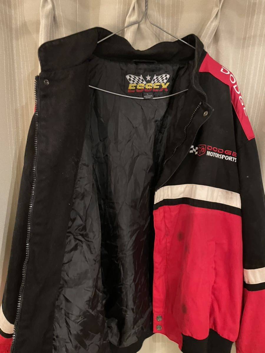 DODGE MOTORSPORTS ダッジ ジャケット 豪華刺繍 レーシング ジャケット 赤x黒 L アメ車 旧車 ヴィンテージ NASCAR ESSEX_画像8