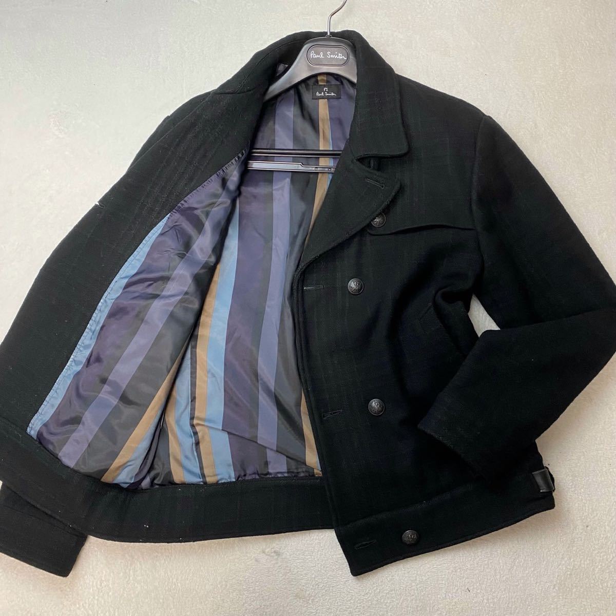 希少XL 極美品 PS PaulSmith ナポレオンコートマリンPコート ダブル