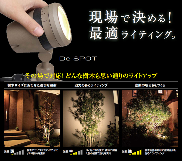 送料無料 お買い得モデル 新品 アウトレット ブラック 100Ｖ LED 調光ライト De-SPOT 88％以上節約 ライティング 5ｍ プラグ付 照明 庭 狭角 植栽 スポットライト