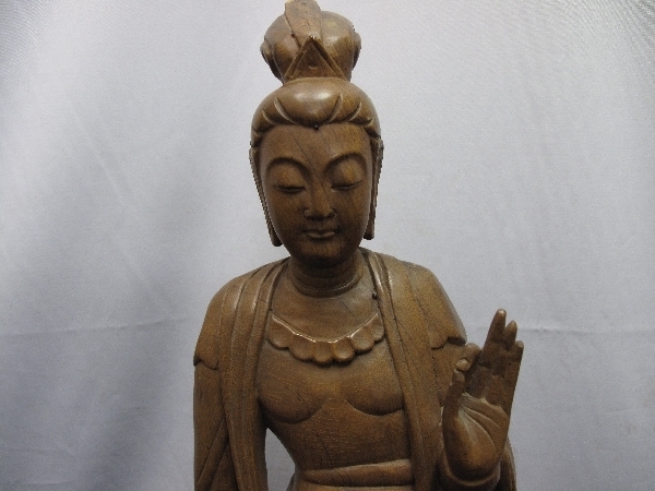 木製 聖観音菩薩像 高さ64.5ｃｍ（988）仏教美術　骨董　昭和初期　重量2.8ｋｇ