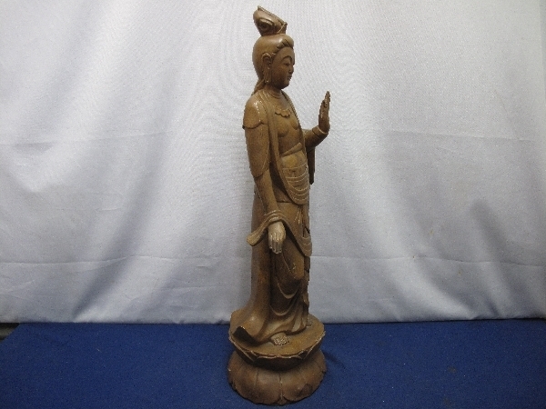 木製 聖観音菩薩像 高さ64.5ｃｍ（988）仏教美術　骨董　昭和初期　重量2.8ｋｇ
