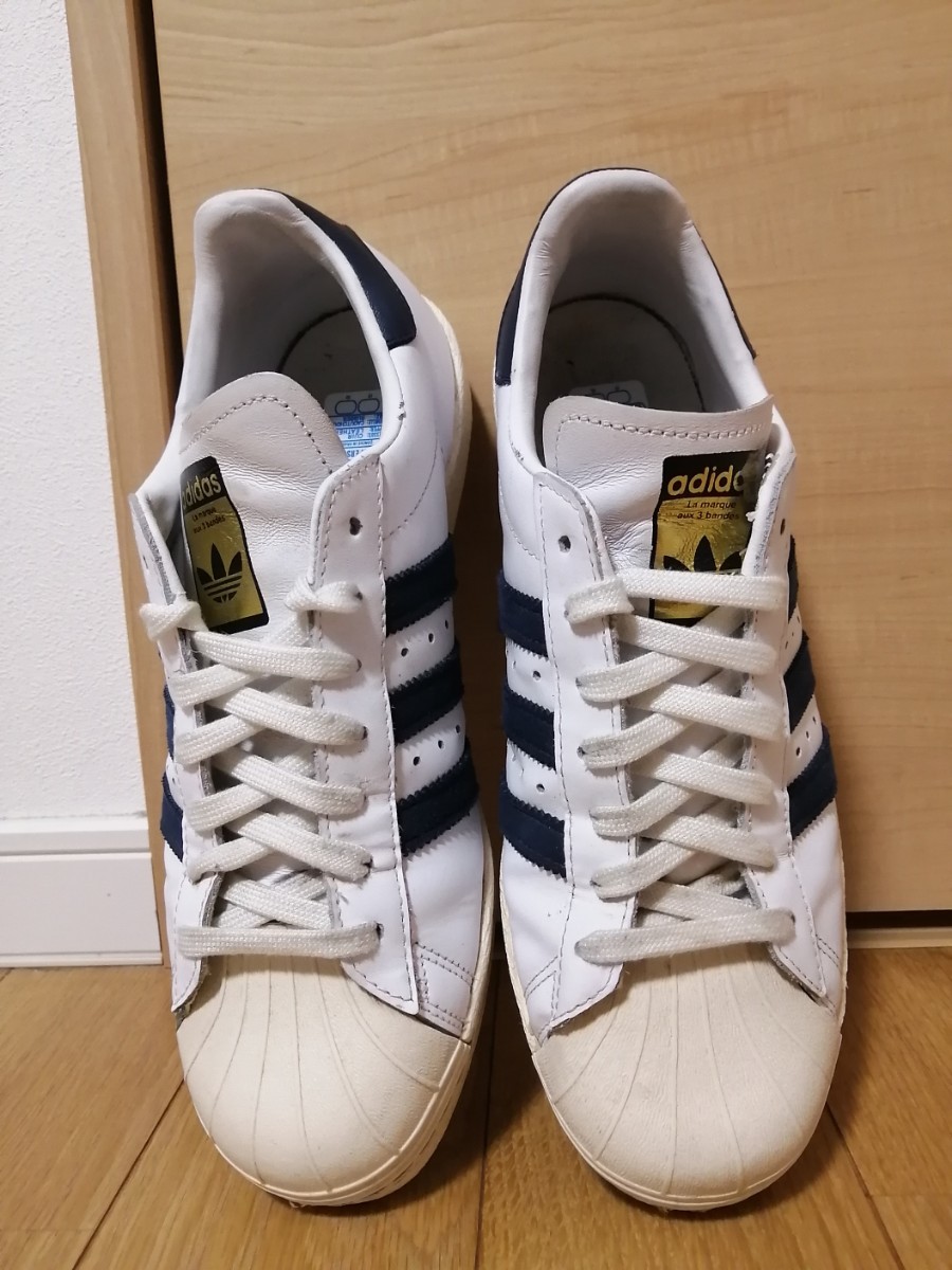 adidas アディダス　スーパースター80S　AC　BB5896　オリジナル　26.5cm　ホワイト×ネイビー　天然皮革_画像4