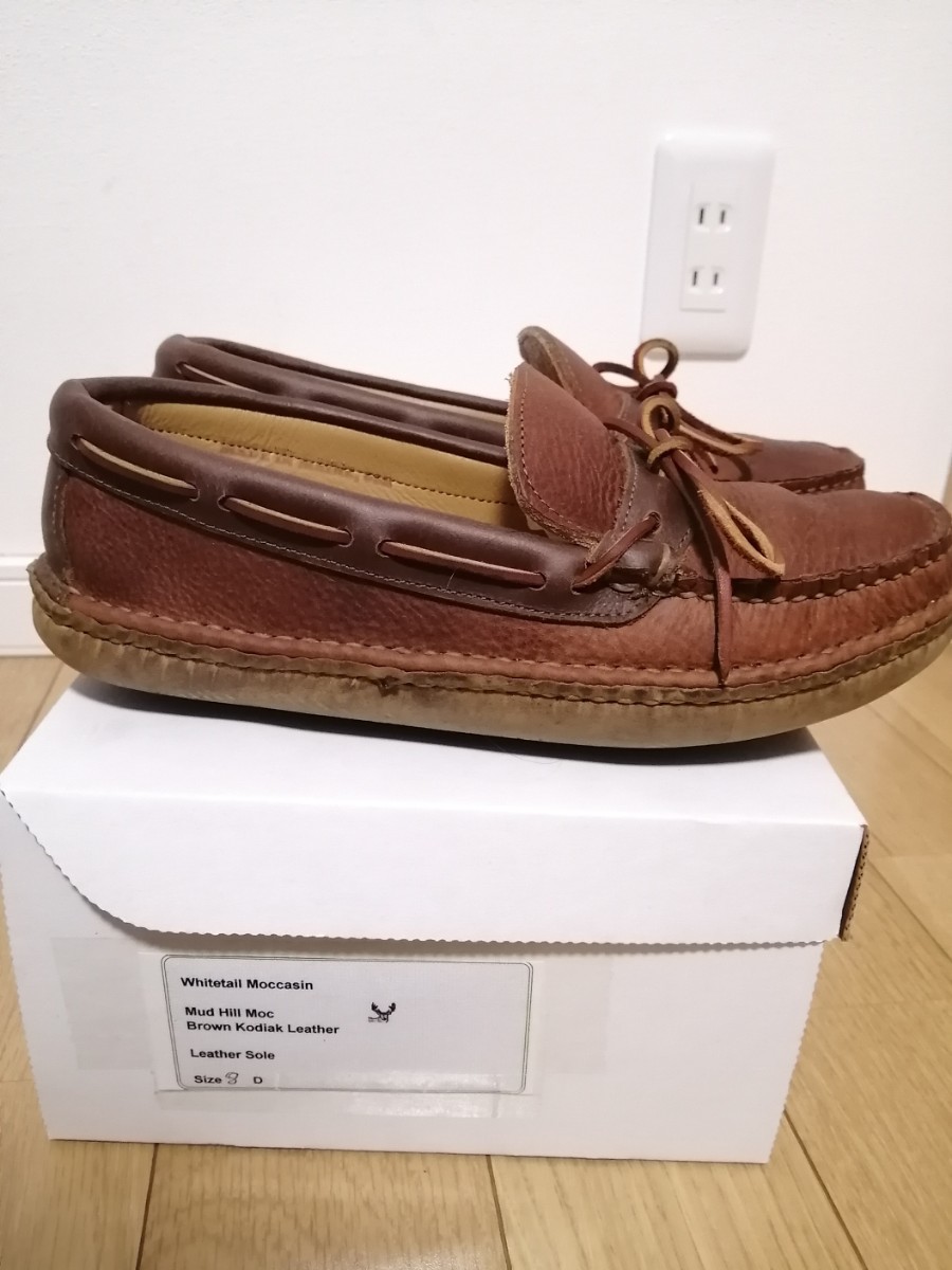 アメリカ製　whitetail moccasin US8 ブラウン レザーシューズ ホワイトテイルモカシン　デッキシューズ　USA ブーツ_画像2