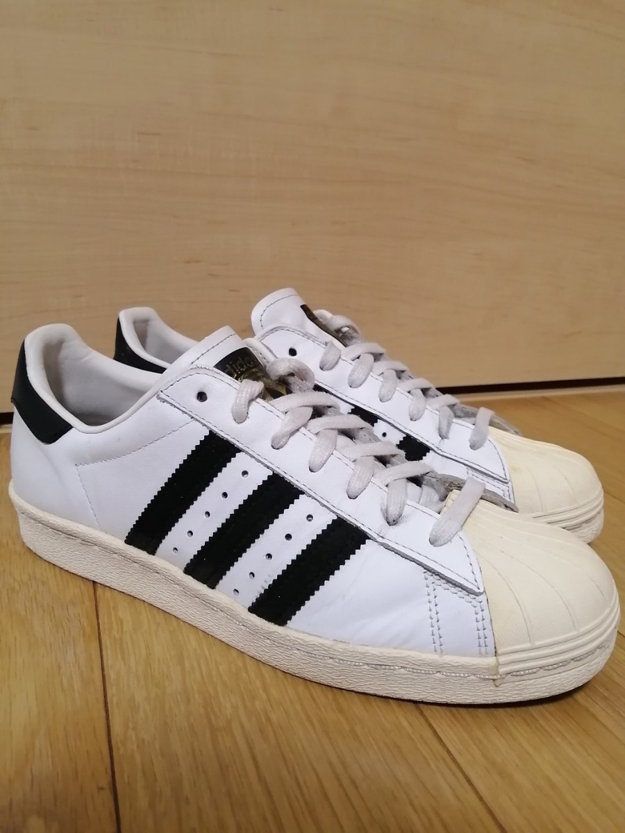 アディダス　スーパースター 80s 25.5cm 白×黒 G61070 金ベロ 天然皮革 adidas superstar SS 80s 本革 ホワイト×ブラック/スタンスミス_画像2