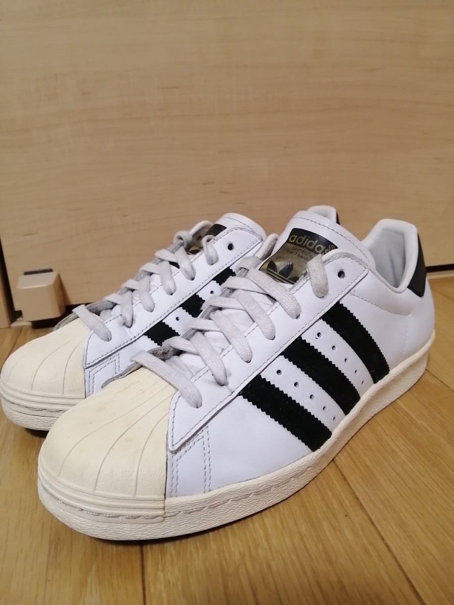 アディダス　スーパースター 80s 25.5cm 白×黒 G61070 金ベロ 天然皮革 adidas superstar SS 80s 本革  ホワイト×ブラック/スタンスミス