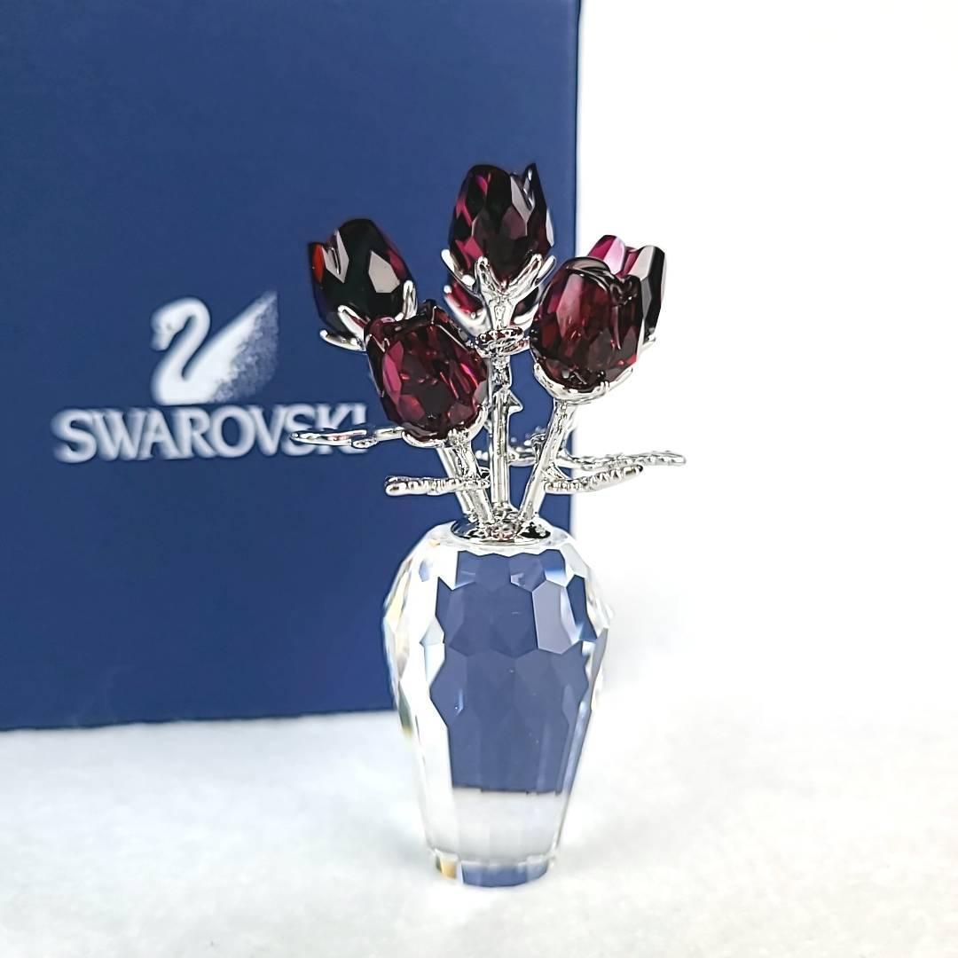 ◇美品 ◆ スワロフスキー SWAROVSKI 薔薇 バラ ローズポット 赤いバラ 627098 箱つき