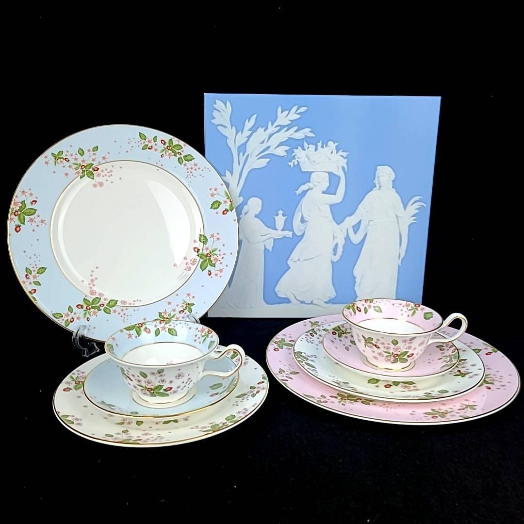 ◇未使用 ◆ ウェッジウッド WEDGWOOD ワイルドストロベリー ブルーム クアッド 2客 8点セット カップ&ソーサー プレート 廃盤 希少 レア_画像2